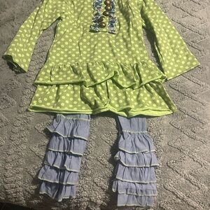 Polka Dot Ruffle Dress with Leggings